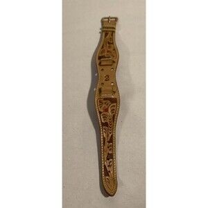 Vintage Tooled Leather Wrist Watch Band Western Style Floral Pattern